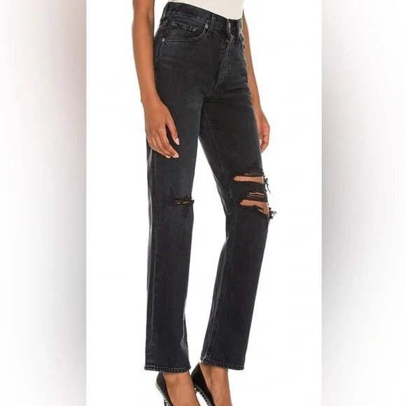 AGOLDE Black Distressed Lana Jeans Size 24 - Picture 1 of 5